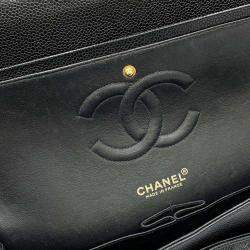 Chanel Matelasse Double Flap Chain Black Caviar Leather shoulder Bag
