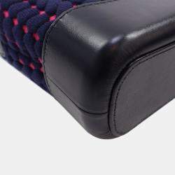 Chanel Navy Blue Small Knit and Calfskin Gabrielle Hobo
