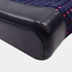 Chanel Navy Blue Small Knit and Calfskin Gabrielle Hobo