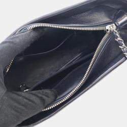Chanel Navy Blue Small Knit and Calfskin Gabrielle Hobo