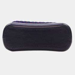 Chanel Navy Blue Small Knit and Calfskin Gabrielle Hobo