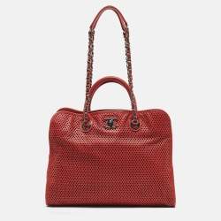 Chanel Brick Red Perforated Leather Up in the Air Tote