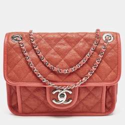 Pre Owned Chanel Red Quilted Caviar Leather French Riviera Shoulder Bag