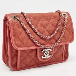 Pre Owned Chanel Red Quilted Caviar Leather French Riviera Shoulder Bag