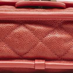 Pre Owned Chanel Red Quilted Caviar Leather French Riviera Shoulder Bag