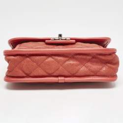 Pre Owned Chanel Red Quilted Caviar Leather French Riviera Shoulder Bag