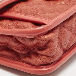 Pre Owned Chanel Red Quilted Caviar Leather French Riviera Shoulder Bag