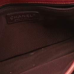 Pre Owned Chanel Red Quilted Caviar Leather French Riviera Shoulder Bag