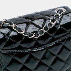 Pre Owned Chanel Black Mini Square Classic Patent Single Flap