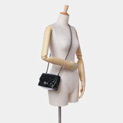 Pre Owned Chanel Black Mini Square Classic Patent Single Flap