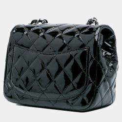 Pre Owned Chanel Black Mini Square Classic Patent Single Flap
