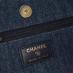 Chanel Blue Denim Stitched 19 Flap Wallet On Chain