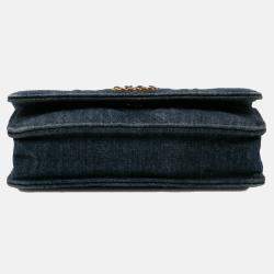 Chanel Blue Denim Stitched 19 Flap Wallet On Chain