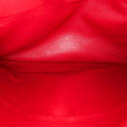 Pre Owned Chanel Red Medium Classic Lambskin Double Flap