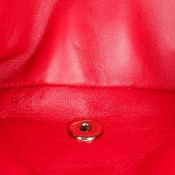 Pre Owned Chanel Red Medium Classic Lambskin Double Flap