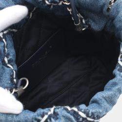 Chanel Blue Mini Denim Stitched 22 Handbag