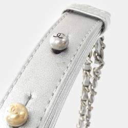 Pre Owned Chanel Silver Leather Gabrielle Shoulder Bag