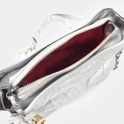 Pre Owned Chanel Silver Leather Gabrielle Shoulder Bag