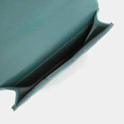 Chanel Green Lambskin Leather Top Handle Clutch Bag 