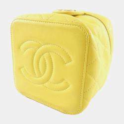 Chanel Yellow Leather Vanity Case Shoulder Bag