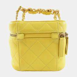 Chanel Yellow Leather Vanity Case Shoulder Bag