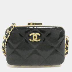 Chanel Black Leather Chain Clutch Bag