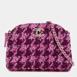 Chanel Purple Multicolor Tweed Chain Shoulder Bag