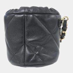 Chanel Black Calfskin Pillow Crush Clutch With Chain 