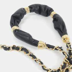 Chanel Black Calfskin Pillow Crush Clutch With Chain 