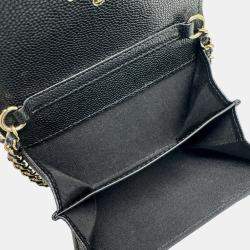 Chanel Black Caviar  Matelasse Mini Chain Wallet 