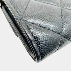 Chanel Black Caviar  Matelasse Mini Chain Wallet 