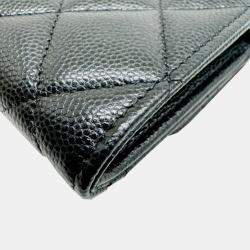 Chanel Black Caviar  Matelasse Mini Chain Wallet 