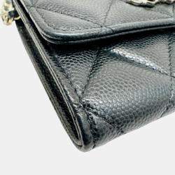 Chanel Black Caviar  Matelasse Mini Chain Wallet 