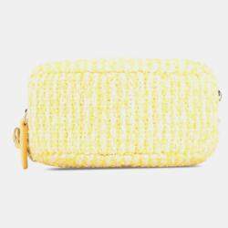 Chanel Yellow Tweed Leather 19 Coco Mark Round Chain Shoulder Bag 