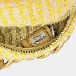 Chanel Yellow Tweed Leather 19 Coco Mark Round Chain Shoulder Bag 