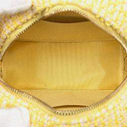 Chanel Yellow Tweed Leather 19 Coco Mark Round Chain Shoulder Bag 