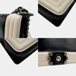 Chanel Black/Off-White Leather  Boy Shoulder Bag 
