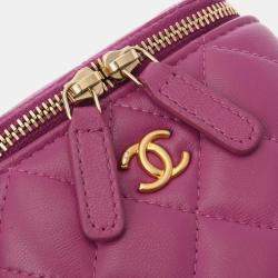 Chanel Purple Lambskin Matelasse Coco Ball Chain Pouch Shoulder Bag
