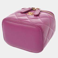 Chanel Purple Lambskin Matelasse Coco Ball Chain Pouch Shoulder Bag