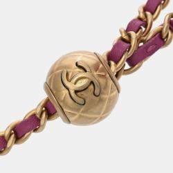 Chanel Purple Lambskin Matelasse Coco Ball Chain Pouch Shoulder Bag