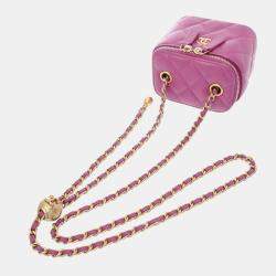 Chanel Purple Lambskin Matelasse Coco Ball Chain Pouch Shoulder Bag