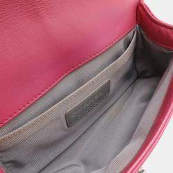 Chanel Pink Velour Leather Boy Coco Mark Chain Shoulder Bag 
