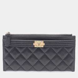  Chanel Black  Leather Boy Pouch Bag 