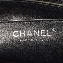 Pre Owned Chanel Black Quilted Caviar Leather Jumbo Classic Single Flap Bag