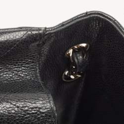 Pre Owned Chanel Black Quilted Caviar Leather Jumbo Classic Single Flap Bag