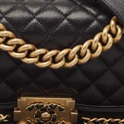 Chanel Black Quilted Caviar Leather Small Chain Around Boy Flap Bag