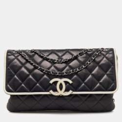 Chanel Black/White Quilted Leather Maxi Divine Cruise Classic Flap Bag
