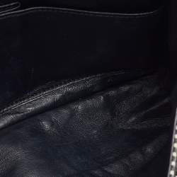 Chanel Black/White Stripe Fabric and Sequin Medium Classic Double Flap Bag