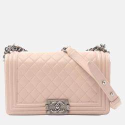 Chanel Pink Old Medium Quilted Lambskin Boy Flap