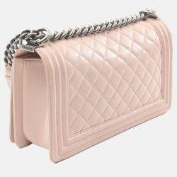 Chanel Pink Old Medium Quilted Lambskin Boy Flap